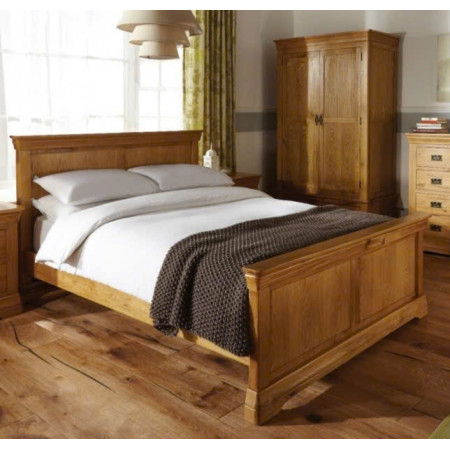 French - Kín Chân 1m4 x 2m : Giường Ngủ Gỗ Sồi - Tự Nhiên